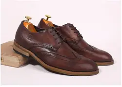Новый стиль Мужчины ручной работы из натуральной кожи перфорацией обувь мужские деловые повседневные кожаные мужские дышащие на шнуровке