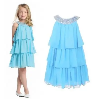 

summer dress 2016 wholesale kids baby girls dress sleeveless princess chiffon tiered party dress cake dress
