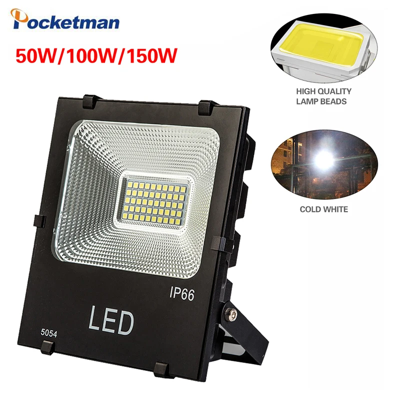 

Square LED lighting FloodLight 50W 100W 150W outdoor waterproof lightning protection project lamp 110V 220V 6500K Cold White