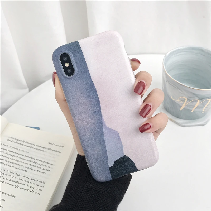 Colorful abstract Painting Soft TPU For iphone X XR XSMAX Phone Case For iPhone X 6 6S 7 8 Plus Pink Soft IMD Phone Cover