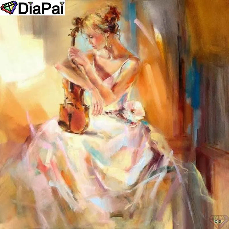 DiaPai 5D DIY Diamond Painting 100% Full Square/Round Drill &quotViolin beauty&quot Embroidery Cross Stitch 3D Decor A23554 | Дом и сад