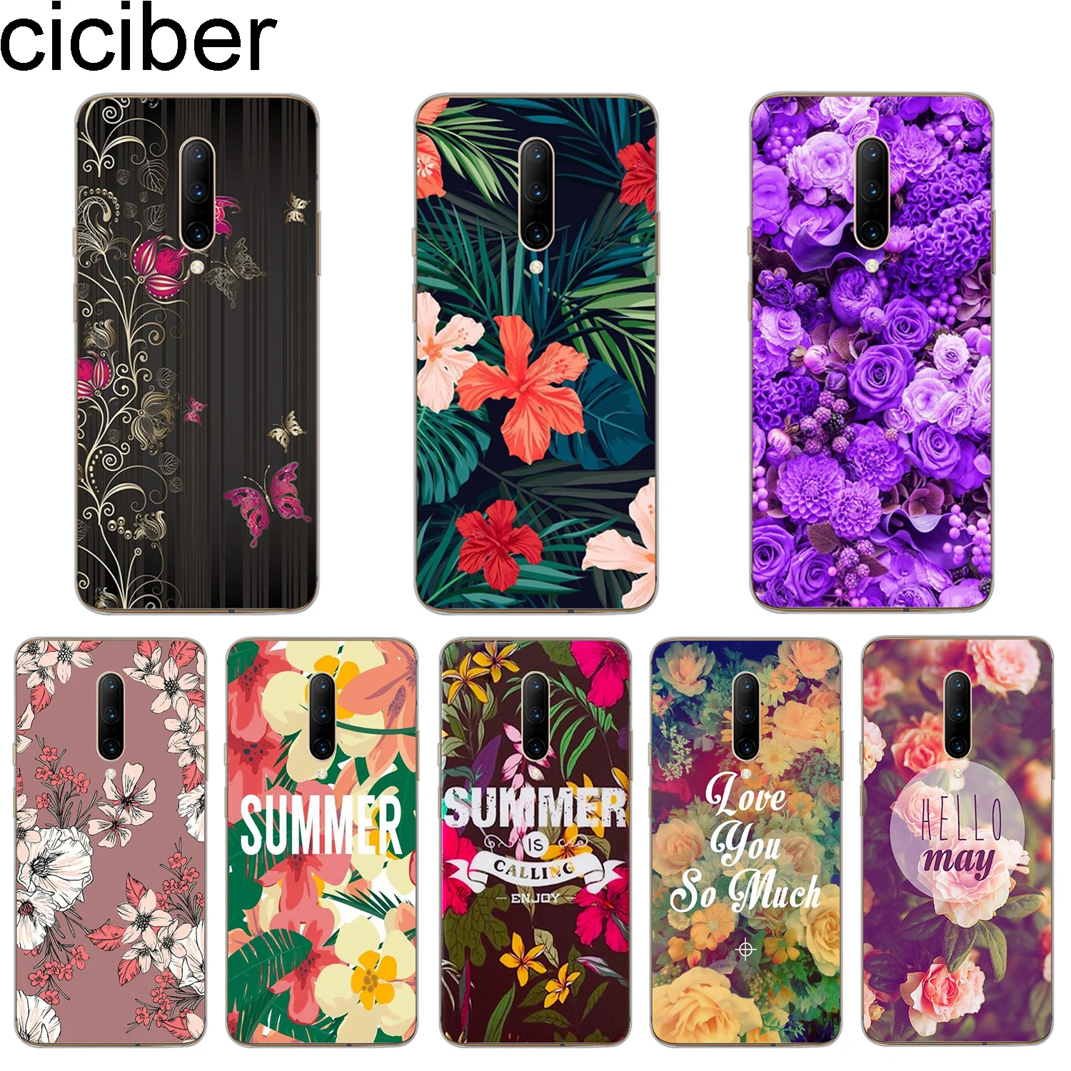 

ciciber Flower Phone Case for Oneplus 7 Pro 6 5 T Soft TPU Back Cover Clear for oneplus 1+7 Pro 1+ 6 1+5 T Fundas Coque Capa