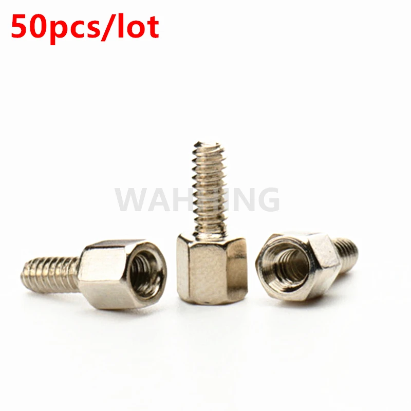 

50pcs/lot 5+7mm Header Plate Bracket Stud Bolt Screw for D-Sub VGA Card DB9 DB15 DB25 RS232 COM serial HY1146