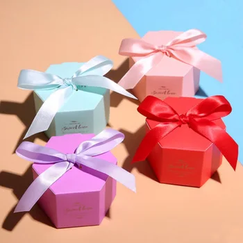 

50pcs New European purple / blue / red / pink Wedding Favors Candy Boxes Bomboniera Party Paper Gift Box Chocolate Box