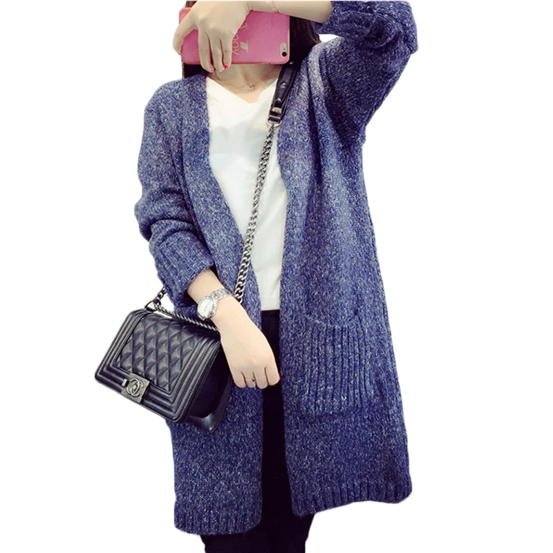 Best Price Vintage Women Knitwear Female Cardigan Spring Autumn Sweater Thick Loose Femme Open Stitch Knitting Outerwear with Pockets XH872