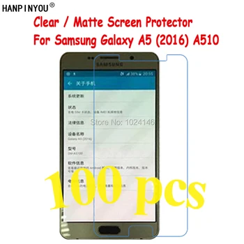 

New 100 Pcs/Lot HD Clear Front Screen Protector For Samsung Galaxy A5 2016 A510 A5100 Protective Film Guard With Cleaning Cloth