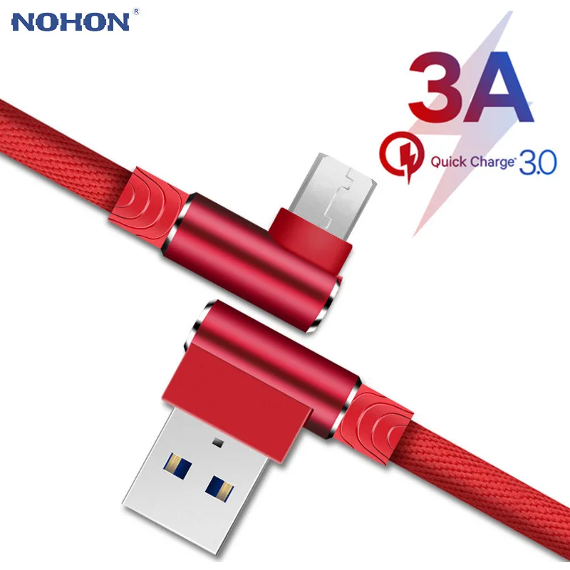 

Origin Micro USB Cable 3A Fast Charger USB Cord 90 degree elbow Data Cable for Samsung/Sony/Xiaomi Android Phone 1 2 3 m long