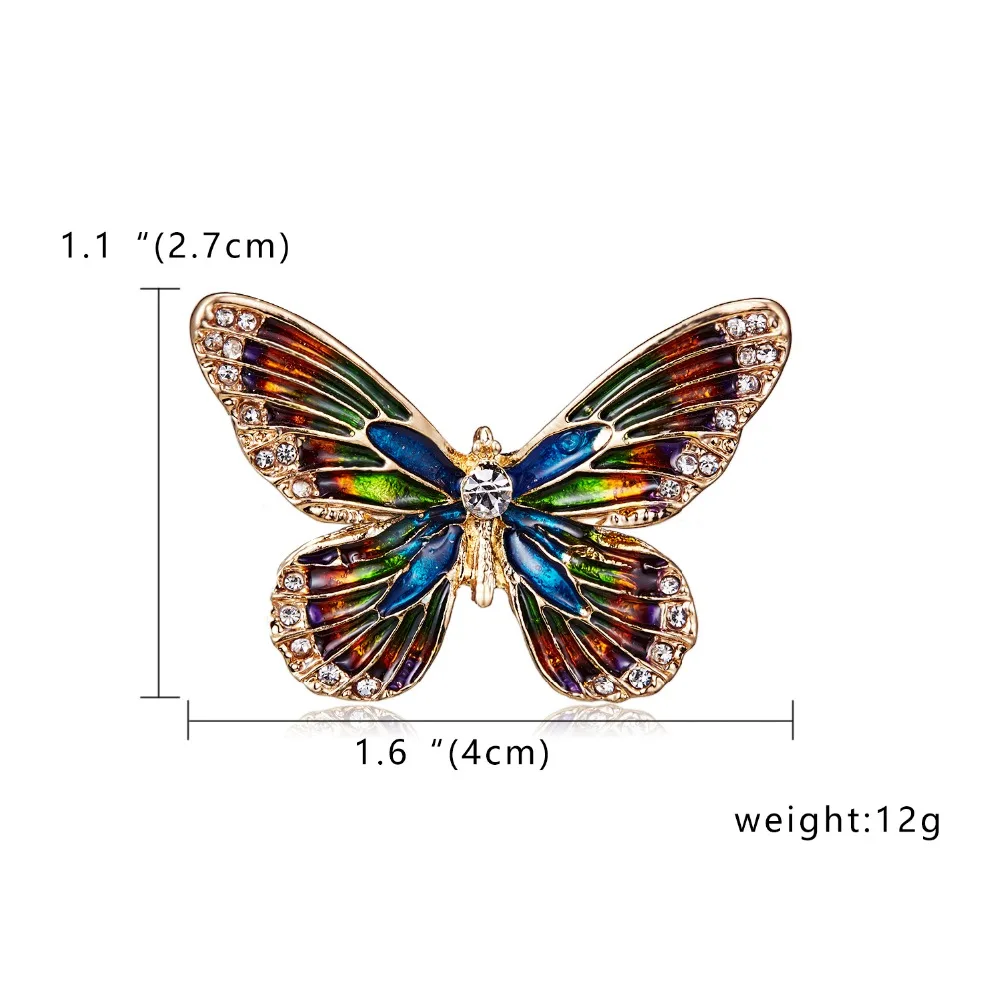 Rinhoo Новое поступление красивые Стразы Модные Эмаль и кристалл бабочки броши для женщин очаровательные красочные платья ювелирные изделия