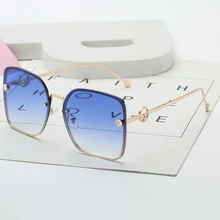 Новые модные итальянские Брендовые женские Квадратные Зеркальные Винтажные Солнцезащитные очки без оправы женские Gafas oculos прямоугольные градиентные линзы океана