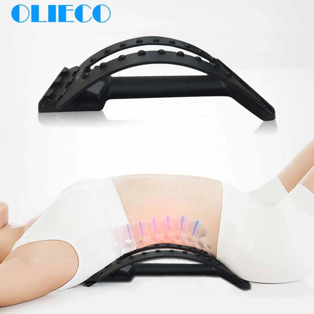 

OLIECO Back Massager Stretcher Fitness Massage Stretch Equipment Lumbar Relax Support Magic Spine Pain Release Chiropractic Tool