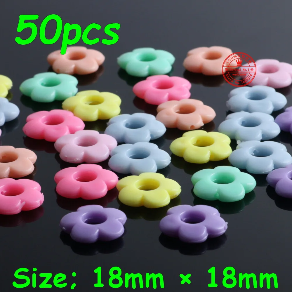 

50Pcs 10mm*10mm Mix Colour Acrylic Beads Hole Loose Spacer Beads For Girl Kids Children Sewing Sew on DIY Jewelry Wedding Party
