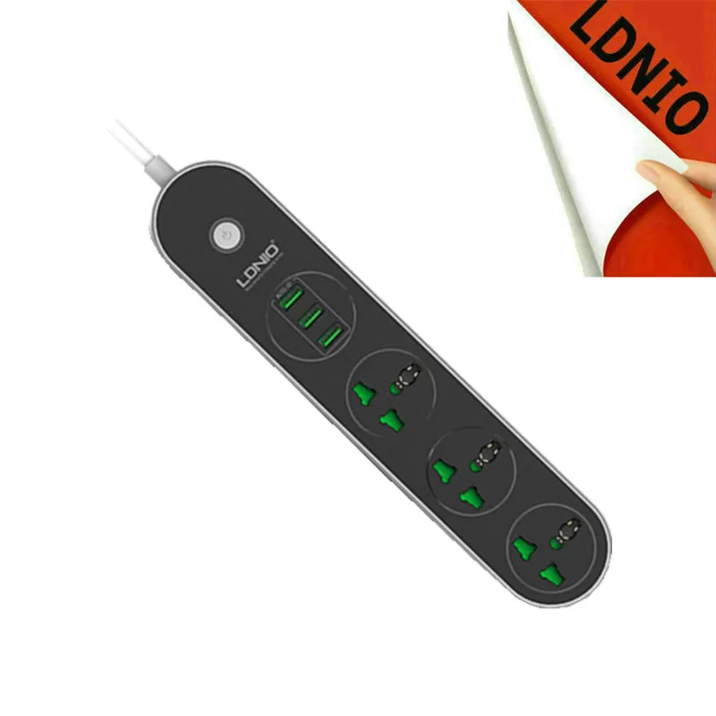 Pаспродажа LDNIO Универсальный Разъем Smart расширение мощность полосы с 3 USB зарядки порты и разъёмы 3.1A Великобритании ЕС AU США Plug Переключатель офис стол
