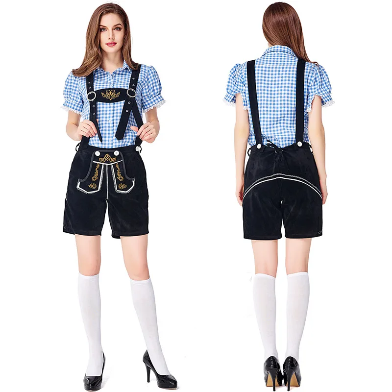 C2 (Shirt pants ) Женский костюм Октоберфест с подтяжками, костюмы для женщин, вечерние костюмы для девочек, костюмы для косплея официанта, фермера, Размер M XL - Цвет: C2 (Shirt pants )