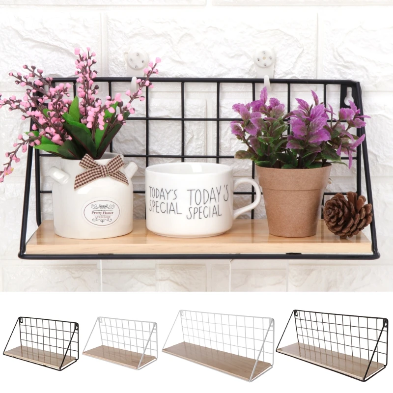 Wooden Iron Storage Holders Home Shelf Wall Hanging Storage Racks Decoration JU04 Drop shipping Wooden Iron Storage Holders Home Shelf Wall Hanging Storage Racks Decoration JU04 Drop shipping