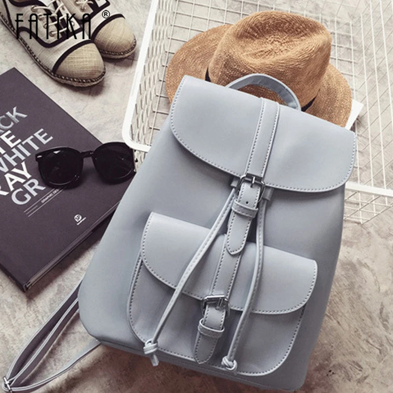 

Fatika Hot Solid PU Backpack Women Multi-function Drawstring Shoulder Bag Stylish Bag Ladies Streetwear Casual Bags