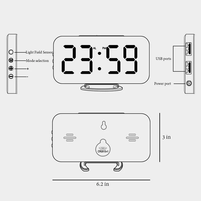 1 шт. светодиодный Повтор тревожные часы настольные настенные украшения 2 USB