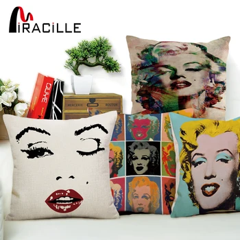 

Miracille Colourful Printing Sexy Symbol Monroe Square Shape Decorative Pillows for Sofa Bed Pillow Case Cushion Cover