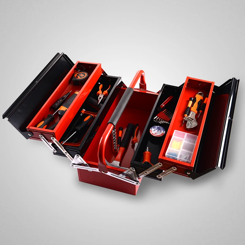 

Organizador Portable Tool Box Iron Multi-function Household Multilayer Folding Large Metal Lacquer Box Rectangle Eco-friendly