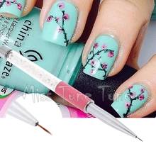 1PCS Pink Nail Art Lining Drawing Brush Pen Rhinestone Diamond Acrylic Handle Carving Powder Gel Liquid Paiting Liner with Cap