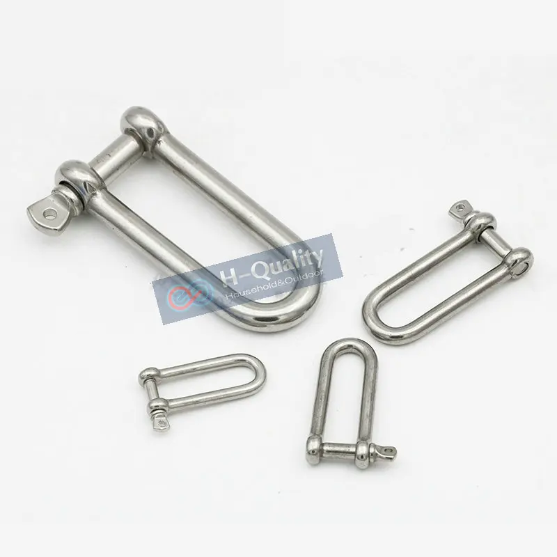 HQ AC1 AISI304 Long Straight D Shackle or AISI316 Extra Wide Shackle Stainless Steel Anchor Chain Wire Rope Connector stainless steel shackle