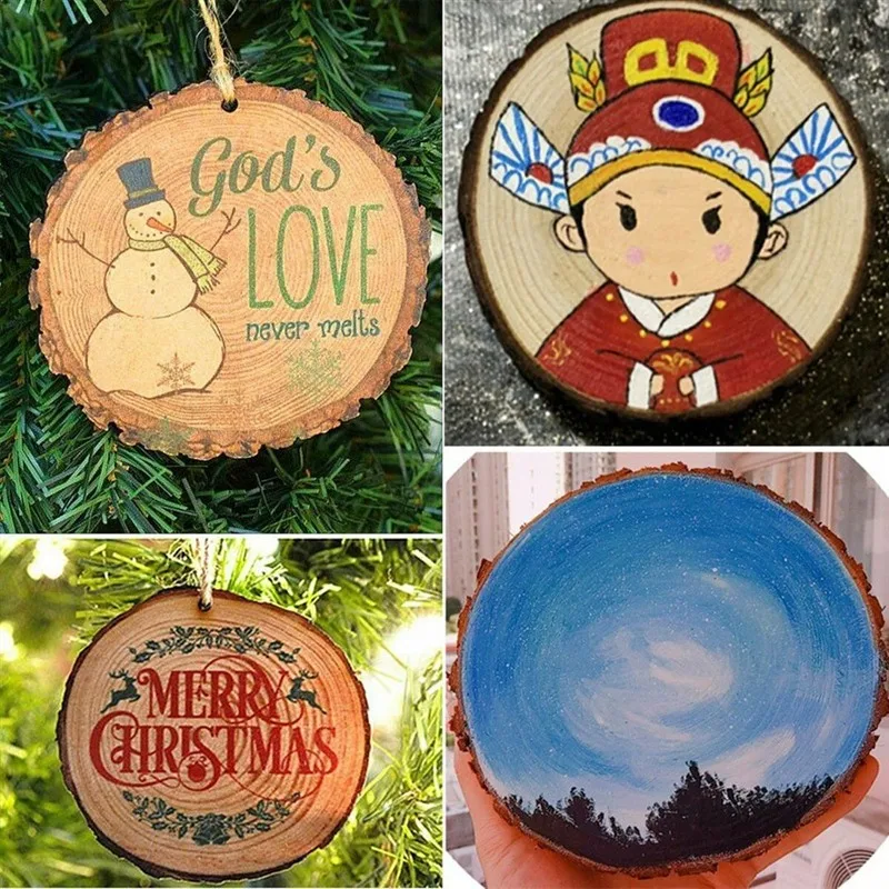 

30pcs DIY Crafts Unfinished Wood Painting Natural Round Wood Slices Circles With Tree Bark Log Discs For Wedding Party Decorate