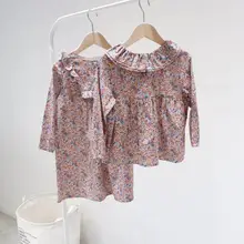 Детская блузка; Новинка осени г.; топы для девочек; розовая блузка с цветочным рисунком для малышей; одежда с длинными рукавами для маленьких девочек; Осенние блузки для маленьких девочек