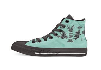 

Love Letter teal Casual High Top Canvas shoes sneakers For Drop shipping