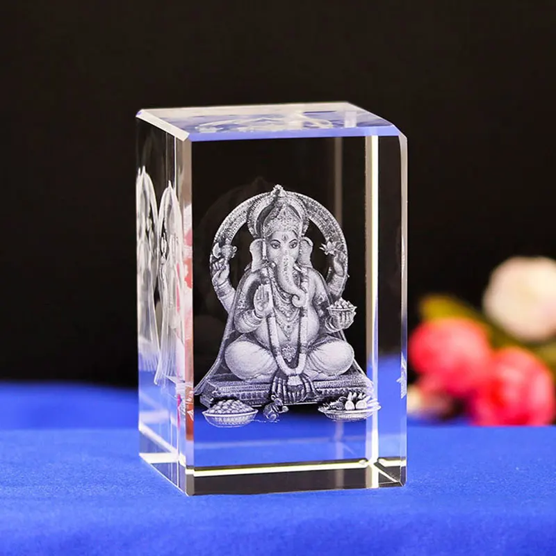 

1 pcs K9 Crystal Laser 3D Tibetan Buddhism, Tantra, Ganesha, Geneisha, elephant headed God, Statue, buddha figure,God of victory