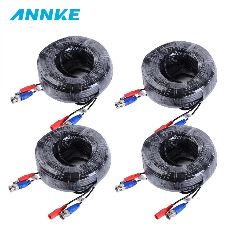 ANNKE 4 pcs Packed White/Black color 30M /100 Feet BNC DC Plug Video Power Cable CCTV Camera DVR Security Surveillance System ANNKE 4 pcs Packed White/Black color 30M /100 Feet BNC DC Plug Video Power Cable CCTV Camera DVR Security Surveillance System