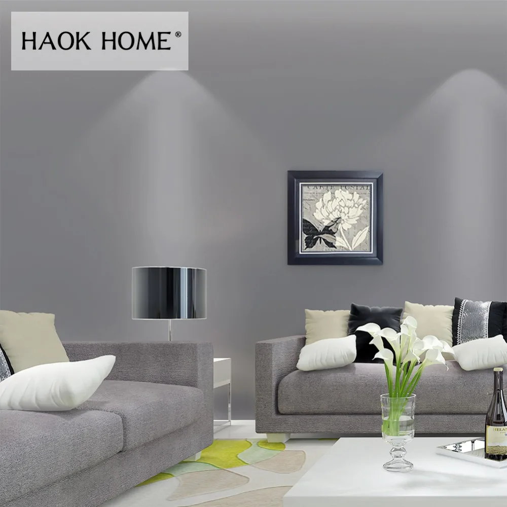 

HaokHome Classic Solid Color Grey Peel and Stick Wallpaper Self-Adhesive Sticker Contact Paper Living Room Bedroom Home Decor