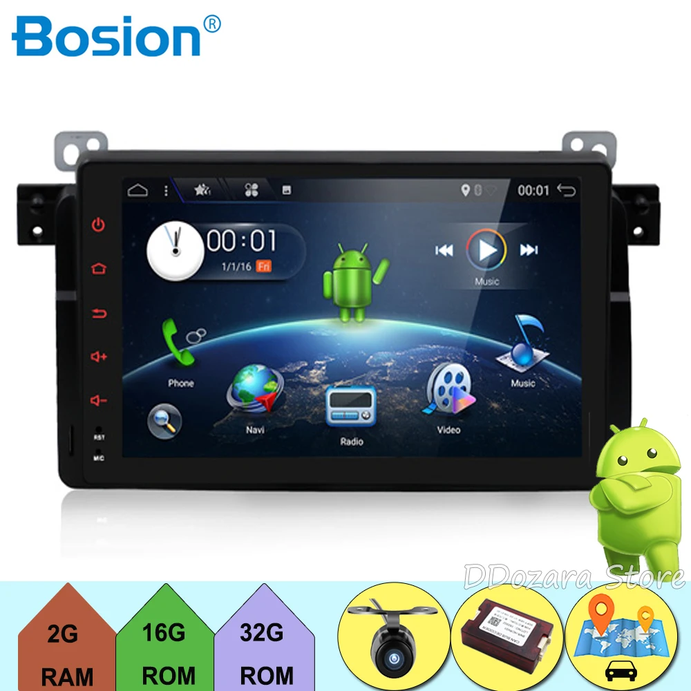 

1 Din Car Multimedia player Android 7.1 GPS Autoradio Stereo System For BMW/E46/M3/3 Series RAM 4G WIFI FM Radio Rear Camera