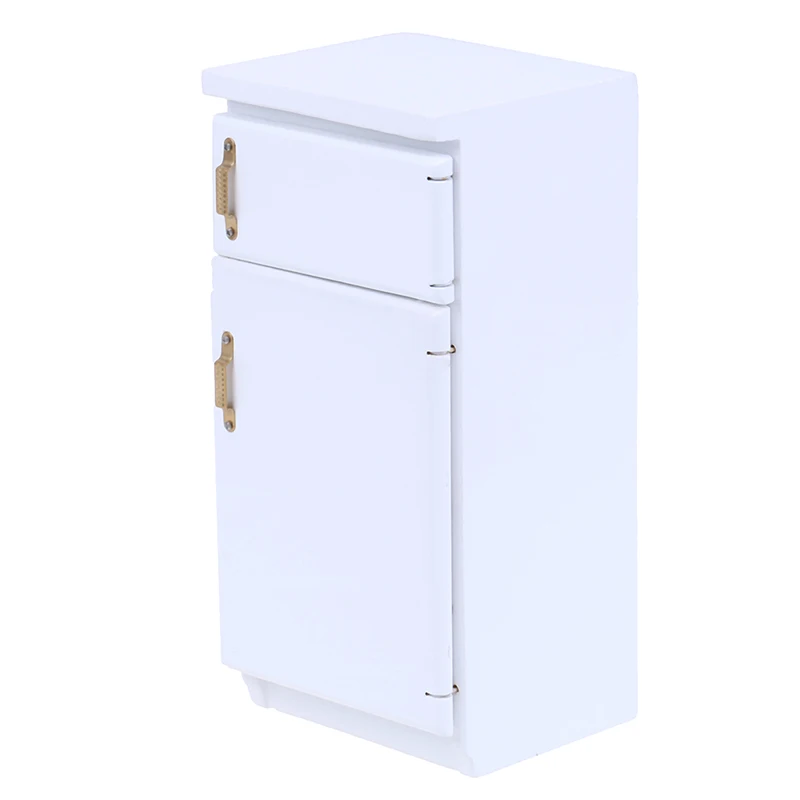 1:12 миниатюрный 2 дверь холодильник белый деревянный кукольный домик мебель аксессуары