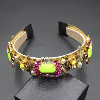 

New Palace fashion temperament catwalk hair hoop brides metal flower Vintage Court Gem Flower Hair Band Bridal Hair Band 721