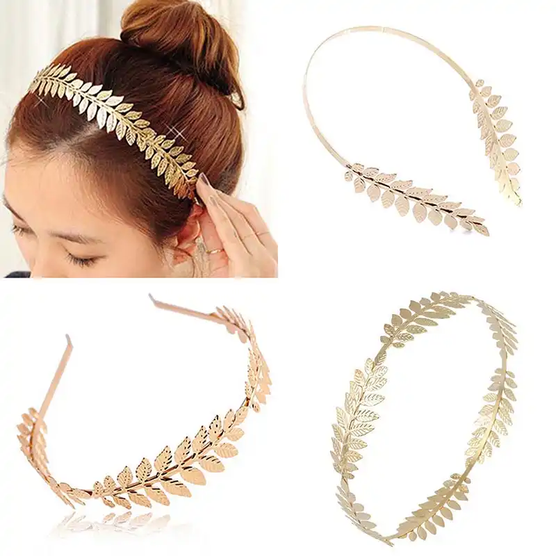 Gold Leaf Headband Hair Clip Wedding Leaf Tiara Crowwn Hair
