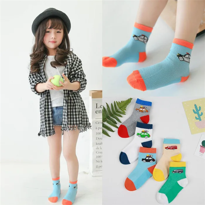 5 пар/лот, детские носки высокого качества на весну и лето для детей от 1 до 12 лет повседневные хлопковые носки для мальчиков и девочек модные детские носки с дышащей сеткой - Цвет: 16 qi che