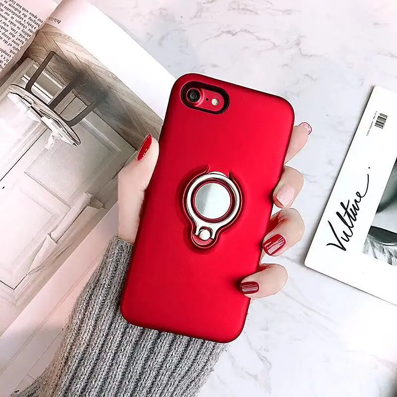 I X Silicone TPU Luxury Matte Marble Capinha Cover Cases For Iphone 6 S 6s 7 8 Plus X With Business Car Ring Holder Stand Cover (3)