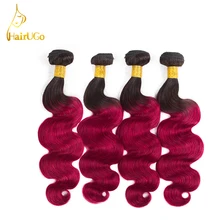 HairUGo Hair Pre-colored Body Wave Malaysia Human Hair Bundles 1b#Bug Color Hair Extension Non Remy Hair 4 Bundles