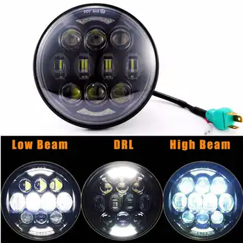

Black 1pcs 5-3/4" 5.75" 80W Round LED Projection moto Headlight with DRL for motor Davidson Motorcycles