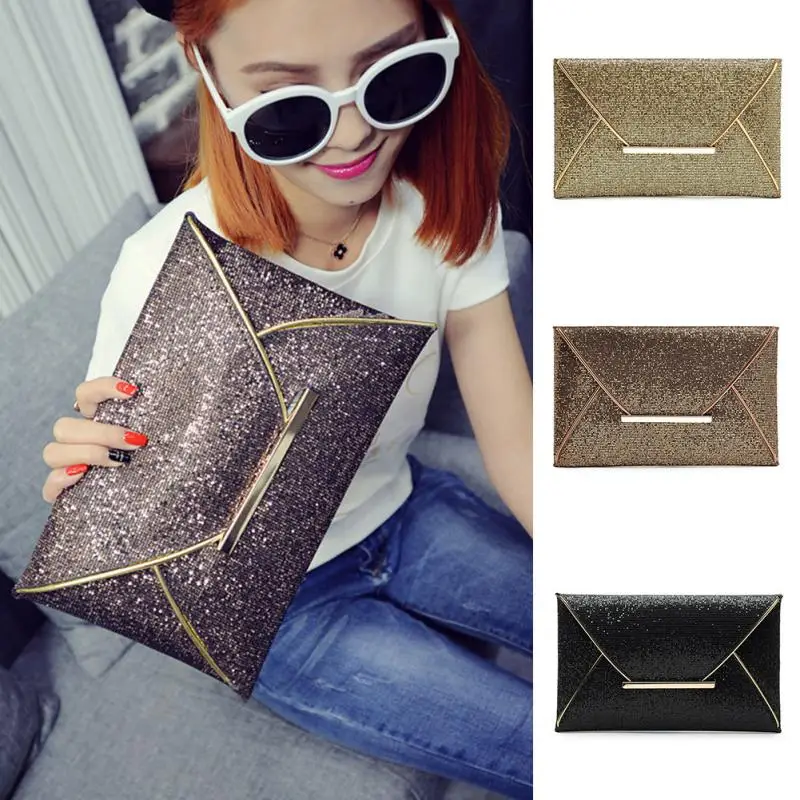 Fashion Sequin Women Clutch Bag Leather Women Envelope Bag Clutch Evening Bag Female Clutches Handbag