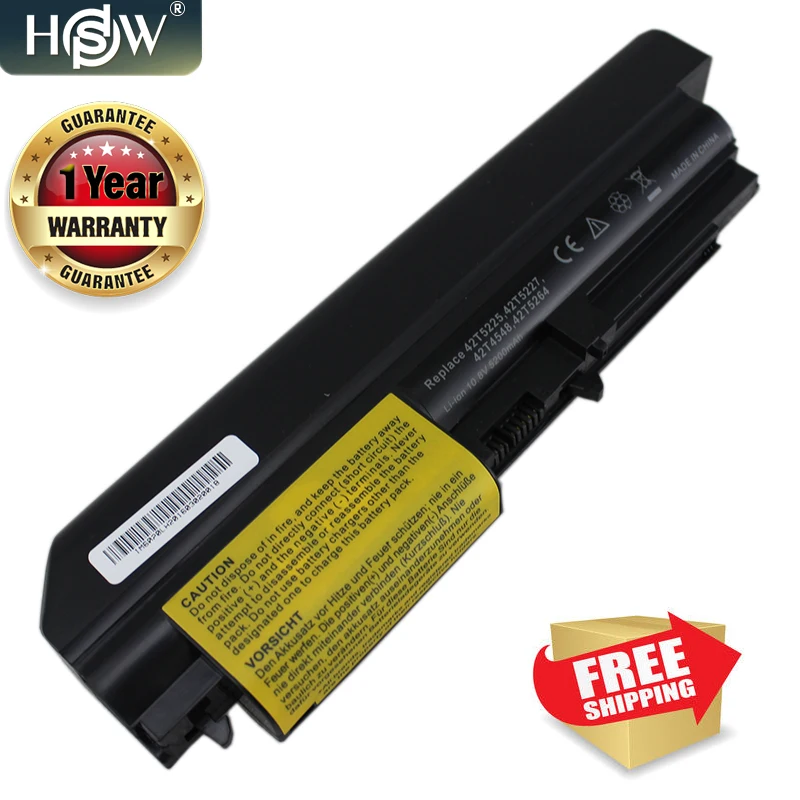 HSW Новый 6 ячейный Аккумулятор для ноутбука Lenovo ThinkPad R61 T61 R61i R61e R400 T400 T61p T61u серия (14