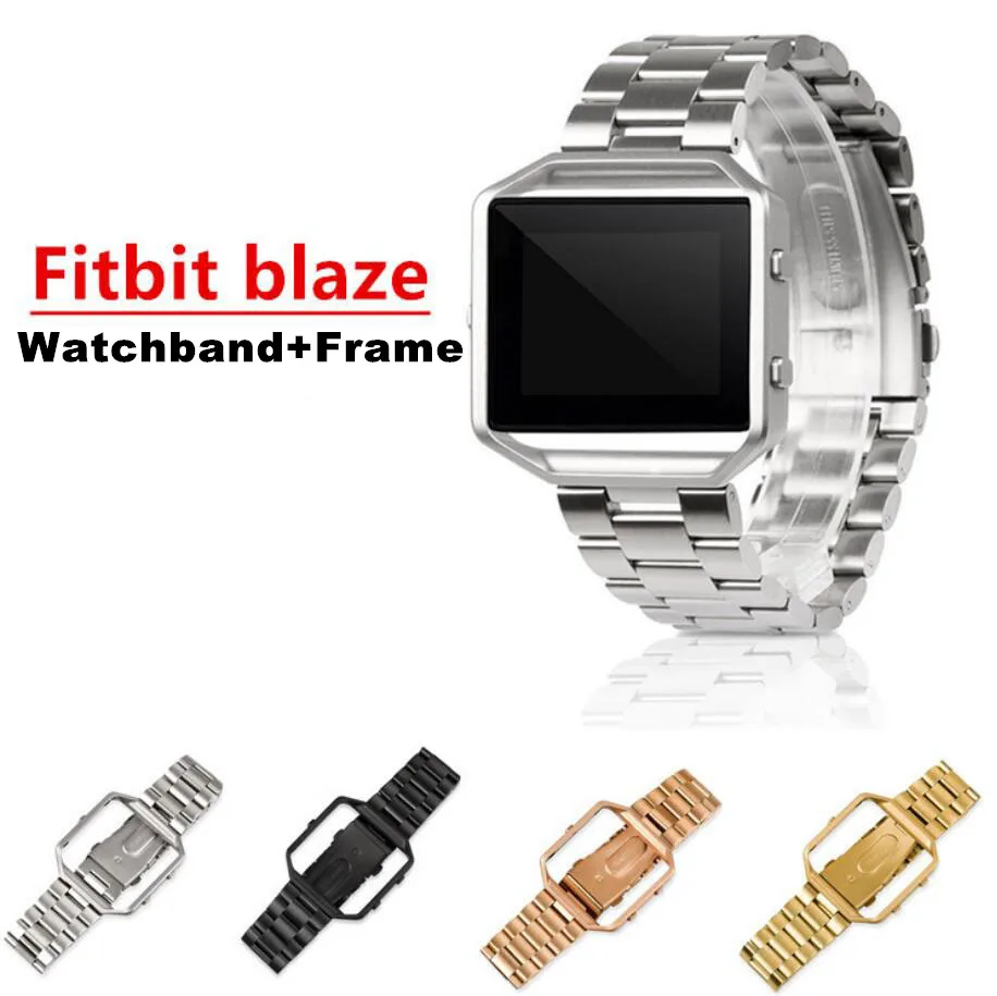 

SANYU Metal Watch Bands Replacement Stainless Steel Strap For Fitbit Blaze Smart Three Links Watchband+Frame Together Sale
