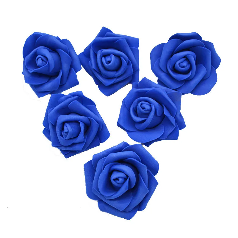 10 шт., 6 см, искусственная пена, цветок розы, голова для DIY, свадебный букет, венки, цветок, шар, Подарочная коробка, сделай сам, украшение дома, ремесло, поставка - Цвет: royal blue