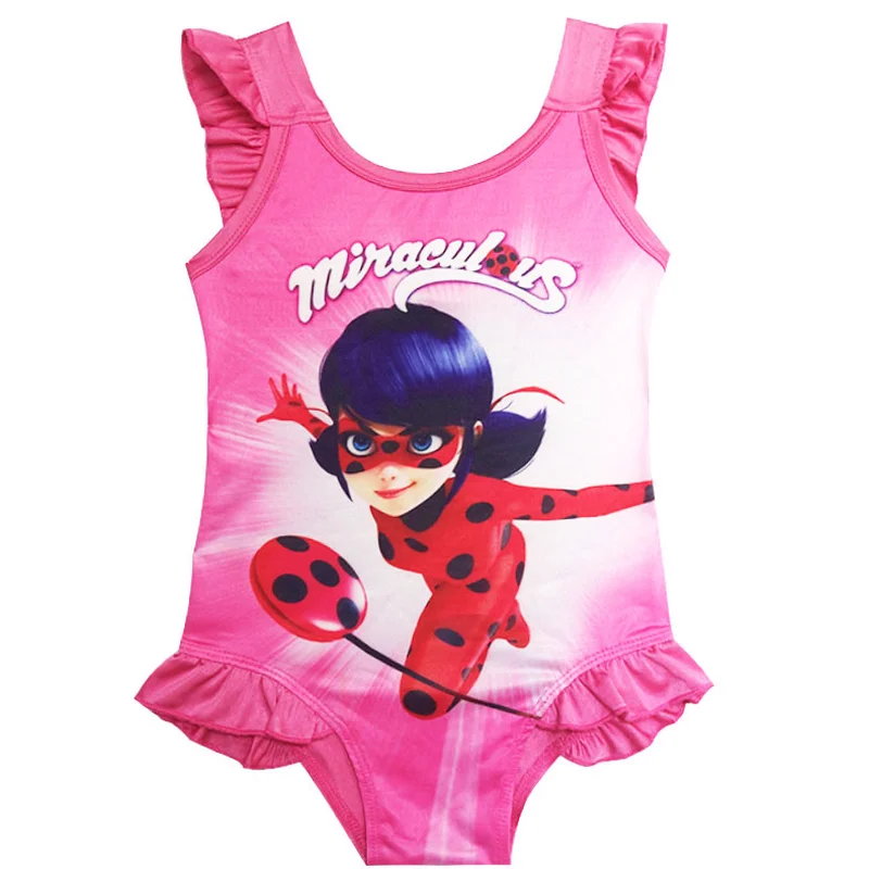 

2018 robe fille Moana Ladybug Girls dress vaiana Bikini one piece Swim Bow wear Kids Lady bug Children Swimsuits biquini