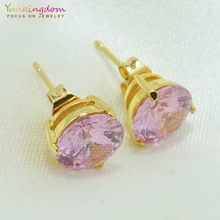 Yunkingdom прекрасный розовый кубический цирконий круглый кристалл серьги гвоздики для женщин серьги рождественские подарки оптом
