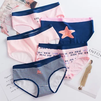 

6pcs New net red starfish series underwear women pure cotton waist ladies 100% cotton bottom crotch girl underwear
