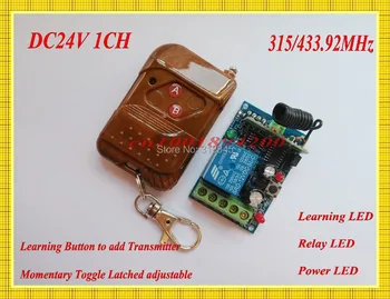 

Garage Door Opener DC24V 1CH 10A Relay Remote Control Switch A ON B OFF Remote Power ON OFF Switches Controller 315/433mhz Learn