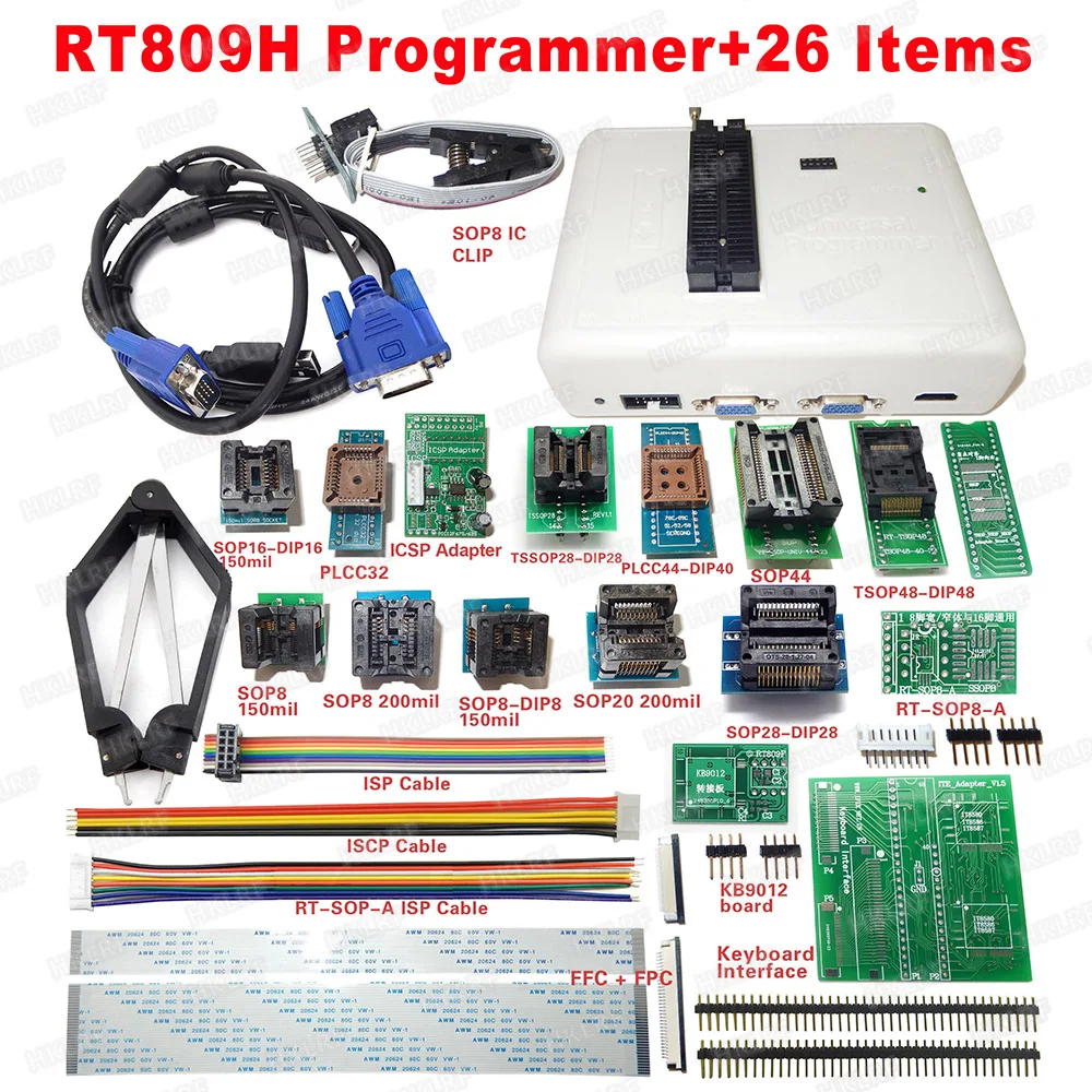 RT809H универсальный программатор emmc-nand FLASH USB программатор+ 44 элемента