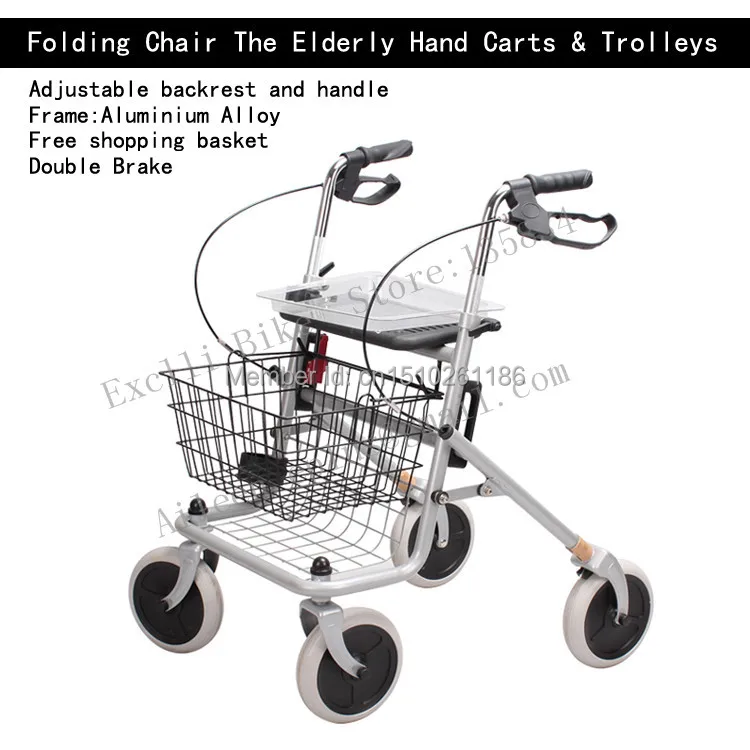 Rehabilitation Equipment Elderly Seat Walking Shopping Trolley Aid