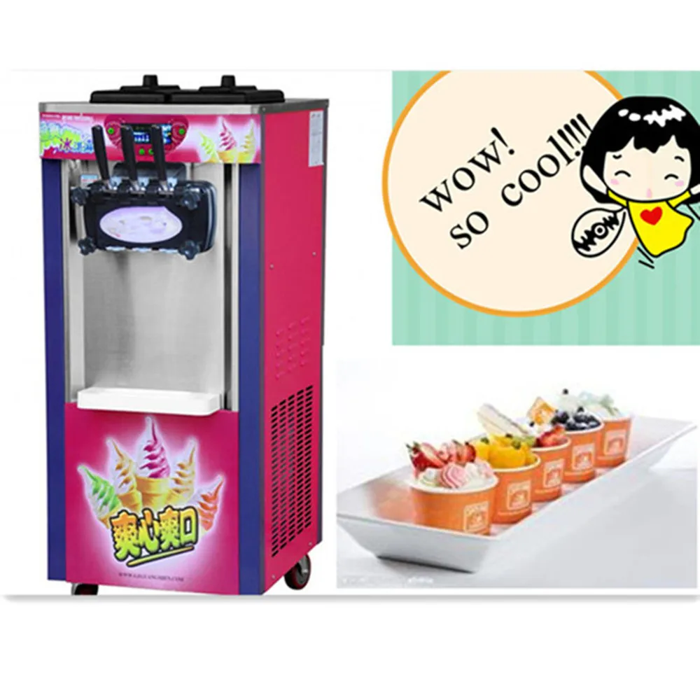 Commercial Soft Ice Cream Machine 1800W/220V Ice Cream Maker 3 Flavors
