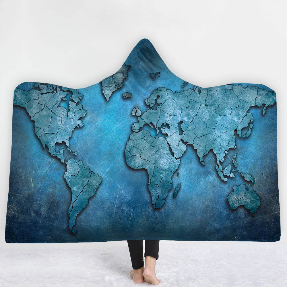 Карта мира, звездное небо, одеяло с капюшоном, утепленный плащ, волшебная Сиеста, одежда для дивана/кровати/самолета, путешествия, постельные принадлежности, одеяло в шапке, теплое - Цвет: 6